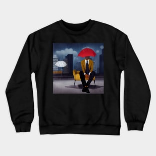 Man in a Suit Under Umbrella Crewneck Sweatshirt